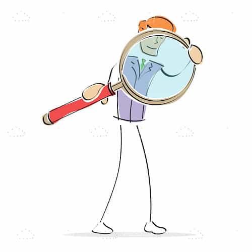 Illustrated Man with Giant Magnifying Glass